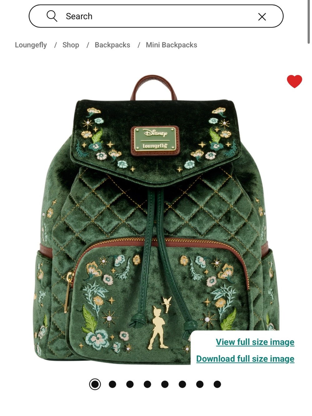 Loungefly Peter Pan Exclusive Quilted
Texture Mini Backpack, Crossbody, & Wallet - Picture 2 of 16